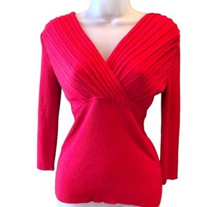 Style & Co Petites Ruby Red Knit Wrap Sweater Deep V-Neck size S/P